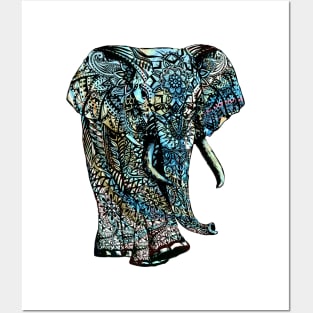 Intricate Asian Elephant Colorful Illustration Posters and Art